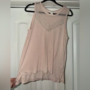 H&M Light Blush Lace Yoke Tank Top